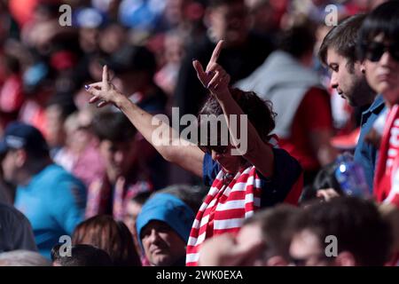 Madrid Spanien; 17.02.2024.- Atletico de Madrid besiegte UD Las Palmas 5-0 in der spanischen Fußballliga. Mit Toren von Marcos Llorentes 15', 20', Angel Correa 47', 62' und Memphis Depay 87' Atletico de Madrid schlägt Las Palmas am 25. Spieltag der spanischen Fußballliga im Civitas Metropolitano Stadium. Foto: Juan Carlos Rojas. Stockfoto