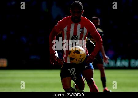 Madrid Spanien; 17.02.2024.- Atletico de Madrid besiegte UD Las Palmas 5-0 in der spanischen Fußballliga. Mit Toren von Marcos Llorentes 15', 20', Angel Correa 47', 62' und Memphis Depay 87' Atletico de Madrid schlägt Las Palmas am 25. Spieltag der spanischen Fußballliga im Civitas Metropolitano Stadium. Foto: Juan Carlos Rojas. Stockfoto