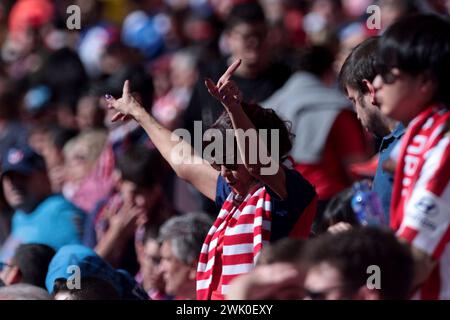 Madrid Spanien; 17.02.2024.- Atletico de Madrid besiegte UD Las Palmas 5-0 in der spanischen Fußballliga. Mit Toren von Marcos Llorentes 15', 20', Angel Correa 47', 62' und Memphis Depay 87' Atletico de Madrid schlägt Las Palmas am 25. Spieltag der spanischen Fußballliga im Civitas Metropolitano Stadium. Foto: Juan Carlos Rojas. Stockfoto