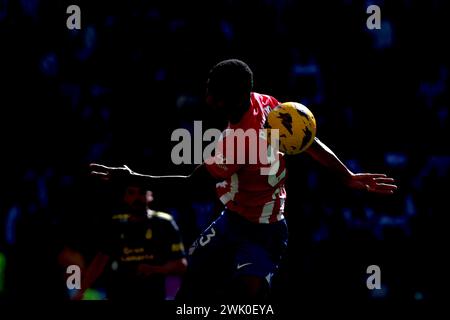 Madrid Spanien; 17.02.2024.- Atletico de Madrid besiegte UD Las Palmas 5-0 in der spanischen Fußballliga. Mit Toren von Marcos Llorentes 15', 20', Angel Correa 47', 62' und Memphis Depay 87' Atletico de Madrid schlägt Las Palmas am 25. Spieltag der spanischen Fußballliga im Civitas Metropolitano Stadium. Foto: Juan Carlos Rojas. Stockfoto