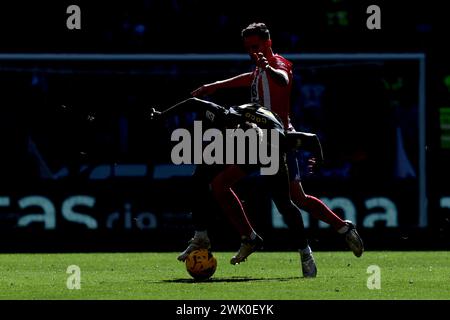 Madrid Spanien; 17.02.2024.- Atletico de Madrid besiegte UD Las Palmas 5-0 in der spanischen Fußballliga. Mit Toren von Marcos Llorentes 15', 20', Angel Correa 47', 62' und Memphis Depay 87' Atletico de Madrid schlägt Las Palmas am 25. Spieltag der spanischen Fußballliga im Civitas Metropolitano Stadium. Foto: Juan Carlos Rojas. Stockfoto