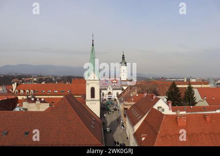 Architektur und historische Sehenswürdigkeiten der kroatischen Hauptstadt Zagreb. Stockfoto