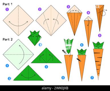 Origami-Tutorial für Kinder. Papierkohle. Stock Vektor
