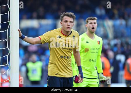 Neapel, Italien. Februar 2024. Mateo Retegui von Genua CFC während des Fußballspiels der Serie A zwischen SSC Napoli und Genua CFC im Diego Armando Maradona Stadion in Neapel (Italien), 17. Februar 2024. Quelle: Insidefoto di andrea staccioli/Alamy Live News Stockfoto