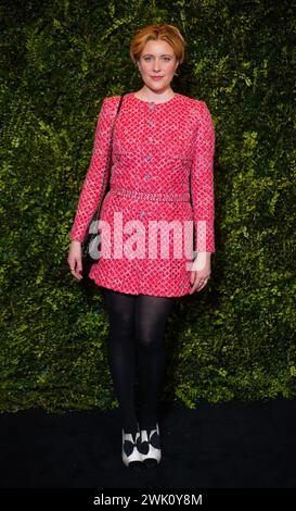 Greta Gerwig nimmt an der Charles Finch and Chanel 2024 Pre-BAFTA Party im Hertford Street Club in London Teil. Bilddatum: Samstag, 17. Februar 2024. Stockfoto