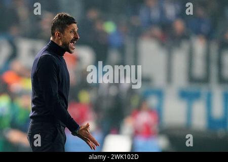 Bergamo, Italien. Februar 2024. Foto Spada/LaPresse 17. Februar 2024 - Bergamo, Italia - Sport, calcio - Atalanta vs Sassuolo - Campionato italiano di calcio Serie A TIM 2023/2024 - Stadio Gewiss. Nella Foto: Alessio Dionisi (US Sassuolo); 17. Februar 2024 Bergamo, Italien - Sport, calcio - Atalanta vs Sassuolo - Serie A Fußball-Meisterschaft 2023/2024 - Gewiss-Stadion. Im Bild: Alessio Dionisi (US Sassuolo); Credit: LaPresse/Alamy Live News Stockfoto