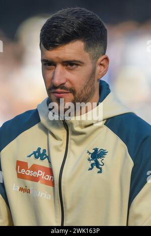 Neapel, Italien. Februar 2024. Aaron von Genua CFC während des Spiels der Serie A zwischen SSC Napoli und Genua CFC im Stadio Diego Armando Maradona Neapel Italien am 17. Februar 2024. Franco Romano/Alamy Live News Stockfoto