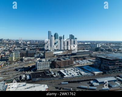 Luftaufnahme der Bürogebäude von Long Island City in Queens, New York City. Stockfoto