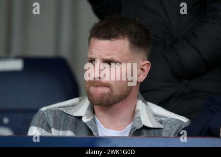 Der ehemalige Hartlepool United Spieler Jonathan Franks beobachtet am Samstag, den 17. Februar 2024, das Spiel der Vanarama National League zwischen Hartlepool United und Boreham Wood im Victoria Park, Hartlepool. (Foto: Mark Fletcher | MI News) Credit: MI News & Sport /Alamy Live News Stockfoto