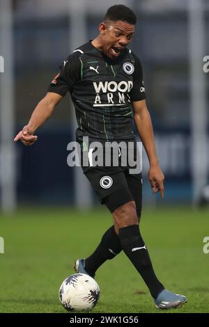 Borehamwood's Angelo Balanta im Spiel der Vanarama National League zwischen Hartlepool United und Boreham Wood im Victoria Park, Hartlepool am Samstag, den 17. Februar 2024. (Foto: Mark Fletcher | MI News) Credit: MI News & Sport /Alamy Live News Stockfoto