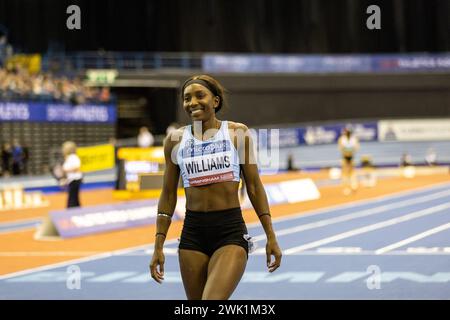 Birmingham, 17. Februar 2024, 60m Women Final – WILLIAMS Bianca, Credit: Aaron Badkin/Alamy Live News Stockfoto