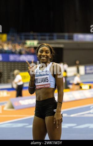 Birmingham, 17. Februar 2024, 60m Women Final – WILLIAMS Bianca, Credit: Aaron Badkin/Alamy Live News Stockfoto