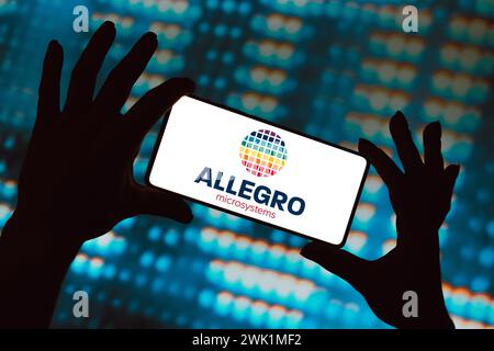 Brasilien. Februar 2024. In dieser Abbildung wird das Allegro Microsystems Logo auf einem Smartphone-Bildschirm angezeigt. (Foto von Rafael Henrique/SOPA Images/SIPA USA) *** ausschließlich für redaktionelle Nachrichten *** Credit: SIPA USA/Alamy Live News Stockfoto