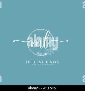 ML Initial Handschrift Logo mit Kreis Stock Vektor