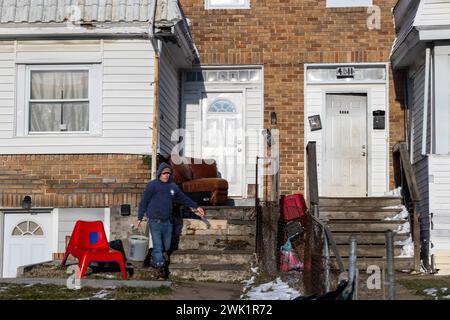 Baltimore, Maryland, USA. Februar 2024. Stadtviertel Towanda, Samstag, 17. Februar 2024 in .Baltimore, Maryland. (Kreditbild: © Eric Kayne/ZUMA Press Wire) NUR REDAKTIONELLE VERWENDUNG! Nicht für kommerzielle ZWECKE! Stockfoto