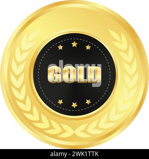 Realistischer goldener Medaillenvektor, Golden Award, Golden Challenge Award, Medaillengewinner, Trophäe, Gewinner der Goldmünze Stock Vektor