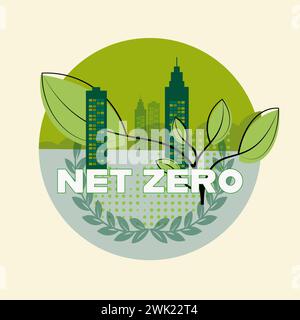 NET Zero Concept – Vektorillustration Stock Vektor