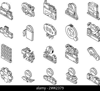 co2-Abscheidung Isometrische Symbole für co2-Speicherung legen den Vektor fest Stock Vektor