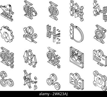 Kryptogenetik dna-Gen-Helix isometrische Symbole setzen Vektor Stock Vektor