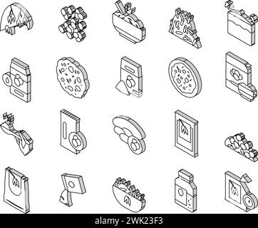 Haferflocken Nutrition Collection Isometrische Symbole setzen Vektor Stock Vektor