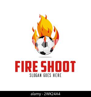 Fire Shoot Logo Design. Abstrakte Fußball-Kombination Mit Feuerkonzept Symbol Design Stock Vektor