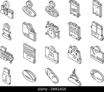 Pharmazeutische Produktion Fabrik isometrische Symbole setzen Vektor Stock Vektor