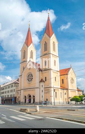 Pilsen, Tschechische Republik - 26. August 2023: Kirche St. Jan Nepomucky (Johannes von Nepomuk). Stockfoto