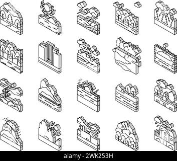 Land Scape Nature Collection isometrische Symbole setzen Vektor Stock Vektor