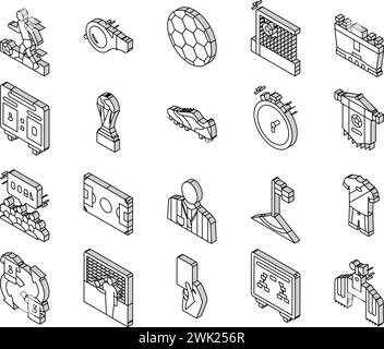 Fußball Team Sport Spiel auf Stadium Isometrische Symbole setzen Vektor Stock Vektor