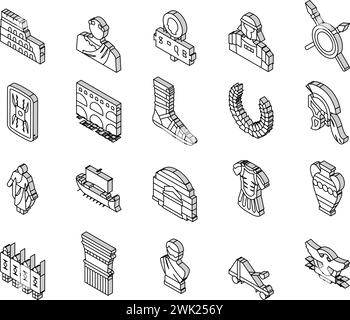 Das antike Rom Antike Geschichte isometrische Symbole setzen Vektor Stock Vektor