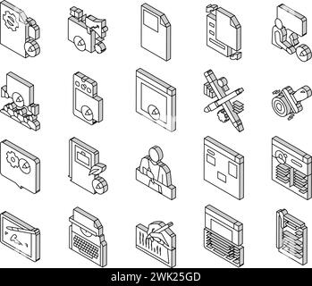 Copywriting Content Strategy isometrische Symbole legen Vektor fest Stock Vektor