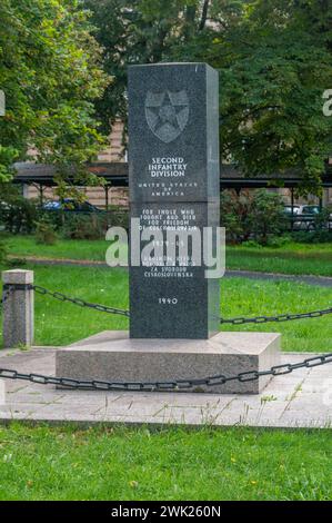 Pilsen, Tschechien - 26. August 2023: Zweite Infanteriedivision der Vereinigten Staaten von Amerika. Stockfoto