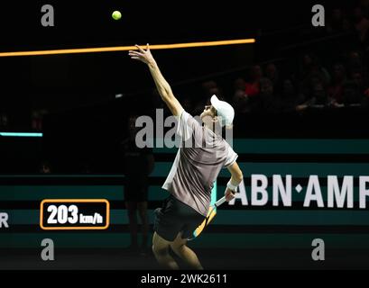 Rotterdam, Pays Bas. Februar 2024. Jannik Sinner of Italy gegen Tallon Griekspoor of Netherlands, Halbfinale während der ABN Amro Open 2024, ATP 500 Tennis Turnier am 17. Februar 2024 in Rotterdam, Niederlande - Foto Laurent Lairys/DPPI Credit: DPPI Media/Alamy Live News Stockfoto