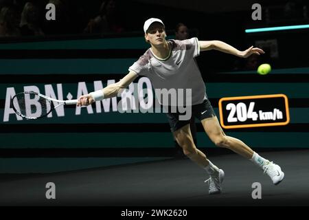 Rotterdam, Pays Bas. Februar 2024. Jannik Sinner of Italy gegen Tallon Griekspoor of Netherlands, Halbfinale während der ABN Amro Open 2024, ATP 500 Tennis Turnier am 17. Februar 2024 in Rotterdam, Niederlande - Foto Laurent Lairys/DPPI Credit: DPPI Media/Alamy Live News Stockfoto