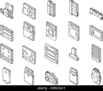 Geräte Haushaltsgeräte Isometrie Symbole setzen Vektor Stock Vektor
