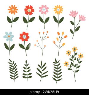 Hand gezeichnet Frühling Blume Vektor Sammlung Stock Vektor