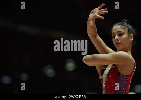 Chieti, Italien. Februar 2024. RAFFAELI SOFIA - Ginnastica Fabriano während Rhythmischer Gymnastik - Serie A1/A2, Gymnastik in Chieti, Italien, 18. Februar 2024 Credit: Independent Photo Agency/Alamy Live News Stockfoto