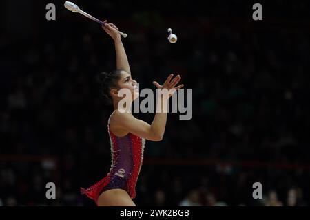 Chieti, Italien. Februar 2024. Raffaeli Sofia - Ginnastica Fabriano während des Rhythmischen Turnens - Serie A1/A2, Gymnastik in Chieti, Italien, 18. Februar 2024 Credit: Independent Photo Agency/Alamy Live News Stockfoto