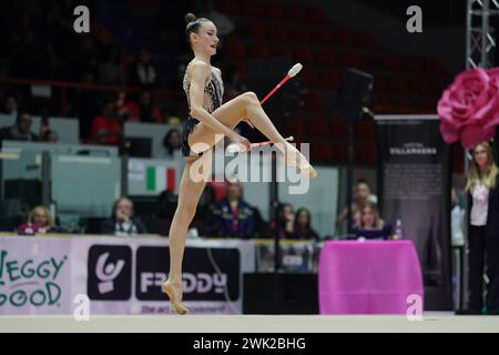 Chieti, Italien. Februar 2024. VARFOLOMEEV DARJA - Raffaello Motto während Rhythmischer Gymnastik - Serie A1/A2, Gymnastik in Chieti, Italien, 18. Februar 2024 Credit: Unabhängige Fotoagentur/Alamy Live News Stockfoto