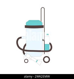 Nassstaubsauger isoliert auf weißem Hintergrund. Professionelle Ausrüstung Gerät für Waschservice. Vektorabwicklung mit Umrissdarstellung. Stock Vektor