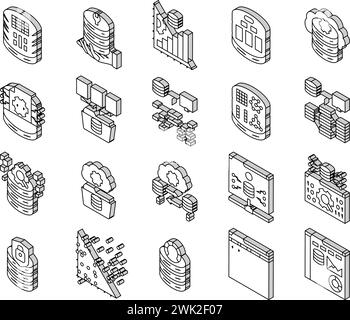 Datenbankadministrator Server isometrische Symbole setzen Vektor Stock Vektor