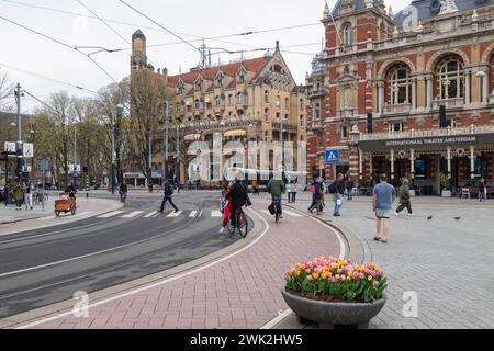 Stadttheater und das amerikanische Hotel am Leidseplein in Amsterdam. Stockfoto