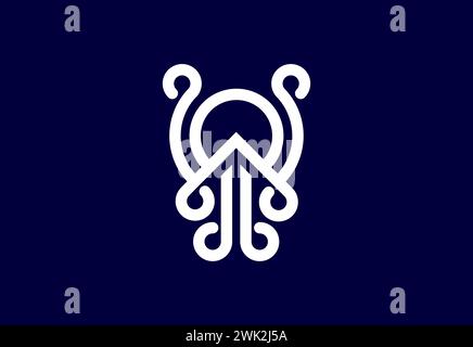 Linie Art Art Oktopus Logo Design Vorlage Vektor Illustration Stock Vektor