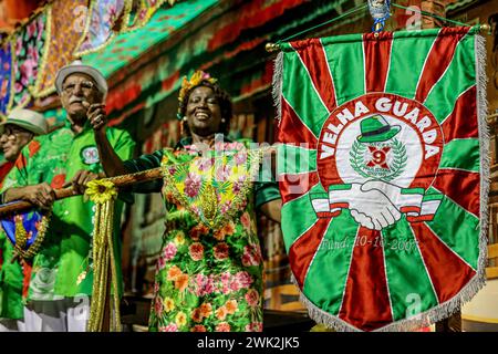 Die Samba-Schule von Sao Paulo zieht in der Nacht vom 17. Februar 2024 in Sao Paulo in Anhembi vor. (Foto: Pedro Paulo Diaz/Thenews2/NurPhoto) Credit: NurPhoto SRL/Alamy Live News Stockfoto