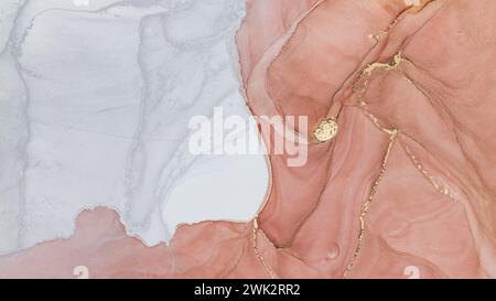 Luxuriöse Alkoholtinte. Struktur aus flüssigem Marmor. Moderner abstrakter Marmorhintergrund. Stockfoto