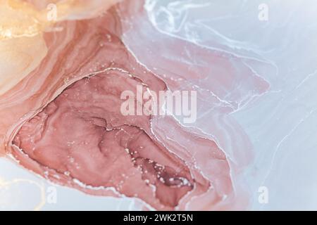 Luxuriöse Alkoholtinte. Struktur aus flüssigem Marmor. Moderner abstrakter Marmorhintergrund. Stockfoto