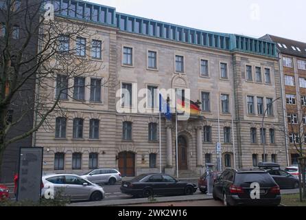 Berlin, Deutschland - 14. Januar 2024: Büro des Stellvertreters des Führers, Rudolf Hess. 1941 folgte Martin Bormann an diesem Standort Rudolf Hess. Wolke Stockfoto