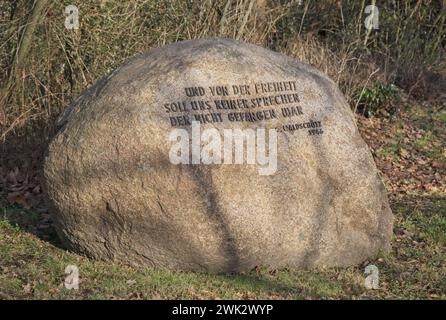 Muhlberg, Deutschland - 29. Januar 2024: Das Lager Muhlberg (Stalag IV B) war das größte Kriegsgefangenenlager auf deutschem Boden während des Zweiten Weltkriegs. 3.000 Internierte pro Stockfoto