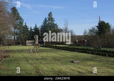 Muhlberg, Deutschland - 29. Januar 2024: Das Lager Muhlberg (Stalag IV B) war das größte Kriegsgefangenenlager auf deutschem Boden während des Zweiten Weltkriegs. 3.000 Internierte pro Stockfoto