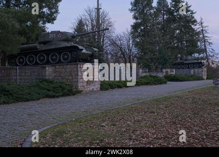 Baruth, Deutschland - 29. Januar 2024: Dieser Kriegsfriedhof der Roten Armee beherbergt die Gräber von 1238 sowjetischen Soldaten, die 1945 während des Zweiten Weltkriegs getötet wurden Stockfoto